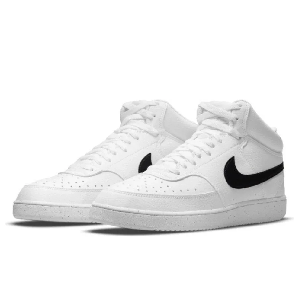 Nike Court Vision Mid Next Nature Mens White Black Sneakers DN3577-101 Size 7.5